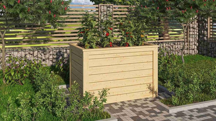 Holz-hochbeet im Garten