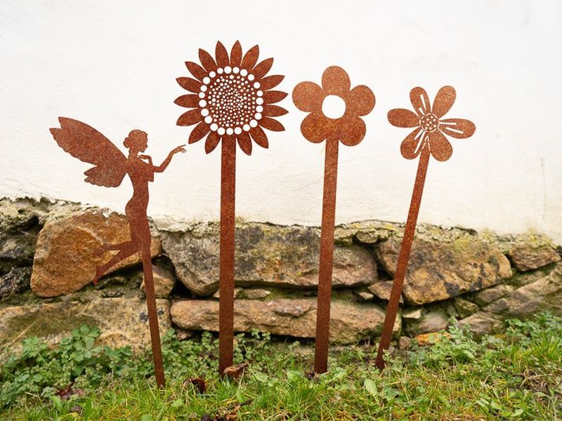 Cortenstahl Gartendeko – Blumen