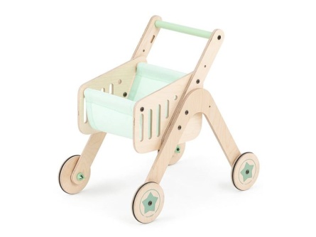 Holz Einkaufswagen und Lauflernwagen Trio Shopper