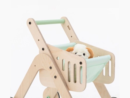 Holz Einkaufswagen und Lauflernwagen Trio Shopper